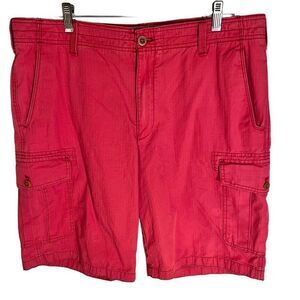 Izod Saltwater Cargo Shorts Mens 36 X 10.5 Salmon Cotton Ripstop